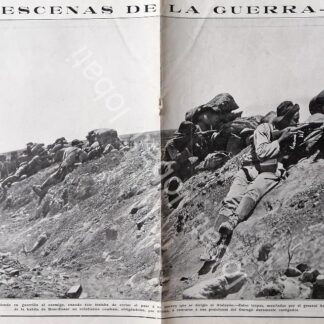 GRABADO ANTIGUO SOLDADO EN COMBATE TIEMPO REAL 1921 / MLT