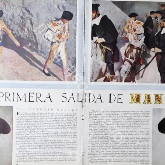 CARTEL ANTIGUO ORIGINAL DE EVOCACION. SALIDA AL RUEDO DE MANOLETE 1949 / TOROS