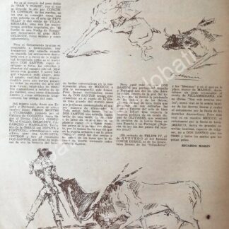 CARTEL ANTIGUO ORIGINAL DE CONCHITA CINTRON DIBUJADA POR RICARDO MARIN / TOROS 1940s