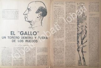 CARTEL ANTIGUO ORIGINAL DE ENTREVISTA A EL TORERO EL GALLO 1950s / TOROS