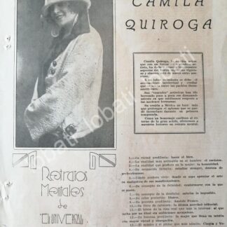 CARTEL ANTIGUO ORIGINAL DE LA ACTRIZ CAMILA QUIROGA 1920s /FEP