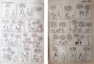 CARTEL ANTIGUO ORIGINAL DE CARICATURA VINTAGE. RIUS. 1966 EXPLICANDO A MARCUSE