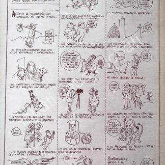 CARTEL ANTIGUO ORIGINAL DE CARICATURA VINTAGE. RIUS. SI LA REVOLUCION NO HA MUERTO POR QUE APESTA 1965