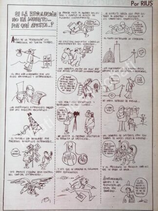 CARTEL ANTIGUO ORIGINAL DE CARICATURA VINTAGE. RIUS. SI LA REVOLUCION NO HA MUERTO POR QUE APESTA 1965