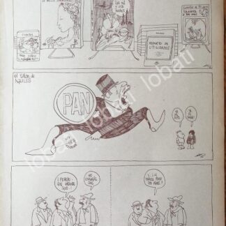 CARTEL ANTIGUO ORIGINAL DE CARICATURA VINTAGE DE RIUS. 1973 EL PAN Y OTROS
