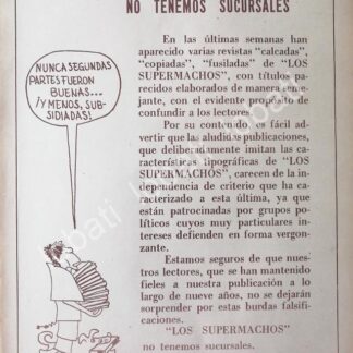CARTEL ANTIGUO ORIGINAL DE EDITORIAL MERIDIANO (LOS SUPERMACHOS) ADVIERTEN SOBRE LA PIRATERIA 1973 RIUS