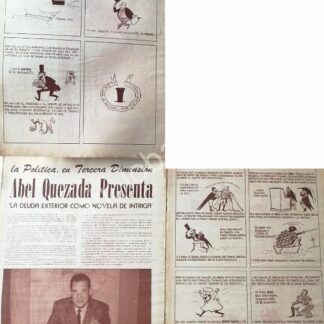 CARTEL ANTIGUO ORIGINAL DE ABEL QUEZADA PRESENTA OPINION EN CARICATURAS DEUDA EXTERNA 1960
