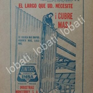 CARTEL ANTIGUO ORIGINAL DE IMSA. INDUSTRIAS MONTERREY 1966 /714