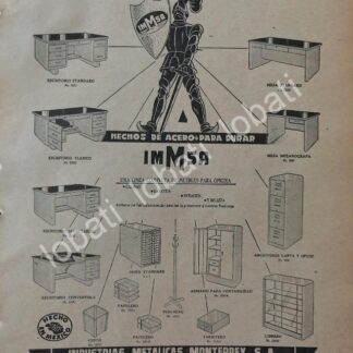 CARTEL ANTIGUO ORIGINAL DE IMMSA. INDUSTRIAS METALICAS MONTERREY 1952 /723