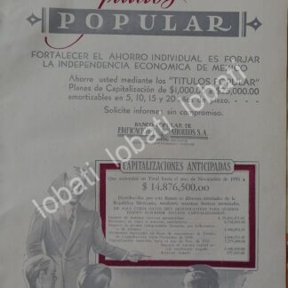 CARTEL ANTIGUO ORIGINAL DE BANCO POPULAR DE EDIFICACION Y AHORROS 1952 /224