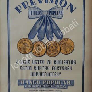 CARTEL ANTIGUO ORIGINAL DE BANCO POPULAR DE EDIFICACION Y AHORROS 1942 /229