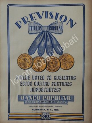 CARTEL ANTIGUO ORIGINAL DE BANCO POPULAR DE EDIFICACION Y AHORROS 1942 /229