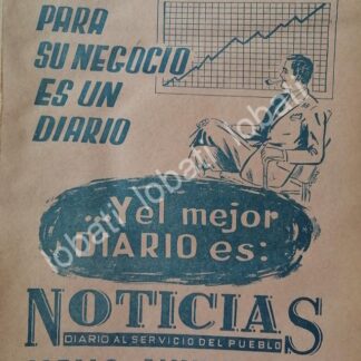 CARTEL ANTIGUO ORIGINAL DE PUBLICIDAD DEL PERIODICO NOTICIAS / MORELIA MICH 1966 /N78