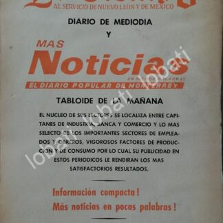 CARTEL ANTIGUO ORIGINAL DE EDITORA CRONOS 1966, DIARIO EL TIEMPO / N79 MONTERREY