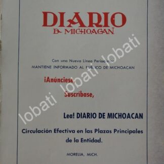 CARTEL ANTIGUO ORIGINAL DE AFICHE DEL PERIODICO EL DIARIO DE MICHOACAN 1966 / N80