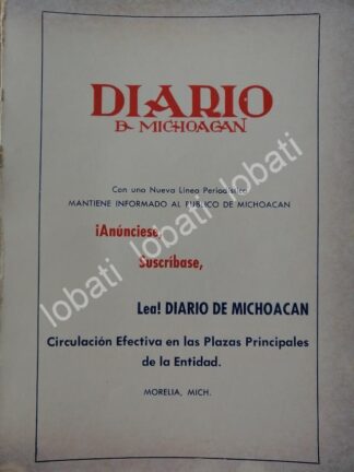 CARTEL ANTIGUO ORIGINAL DE AFICHE DEL PERIODICO EL DIARIO DE MICHOACAN 1966 / N80