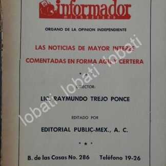 CARTEL ANTIGUO ORIGINAL DE AFICHE DEL PERIODICO EL INFORMADOR MICHOACANO 1966 / N81