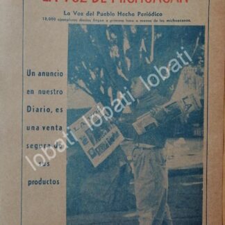 CARTEL ANTIGUO ORIGINAL DE AFICHE DEL PERIODICO LA VOZ DE MICHOACAN 1960s / N83