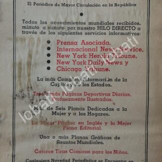 CARTEL ANTIGUO ORIGINAL DE AFICHE DE PERIODICOS NOVEDADES 1942. / N90