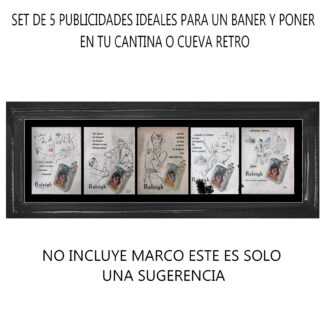 CARTEL ANTIGUO ORIGINAL DE SET DE 5 AFICHES CIGARROS RALEIGH 1950s