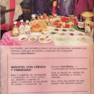 CARTEL ANTIGUO ORIGINAL DE CERVEZA CARTA BLANCA Y RESTAURANTE CARDINI 1970s /198