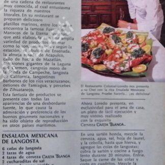 CARTEL ANTIGUO ORIGINAL DE CERVEZA CARTA BLANCA Y RESTAURANTE COLONIAL LOREDO 1970s /201