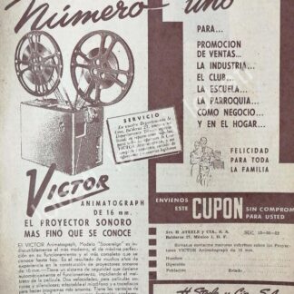 CARTEL ANTIGUO ORIGINAL DE PROYECTOR VICTOR ANIMATOGRAPH 16mm 1952 /14