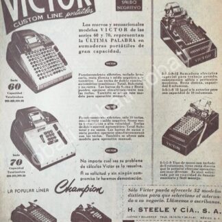 CARTEL ANTIGUO ORIGINAL DE MAQUINAS SUMADORAS VICTOR 1951 H. STEELE Y CIA. /12