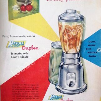 CARTEL ANTIGUO ORIGINAL DE LICUADORA REGAL 1953 H. STEELE Y CIA. /10