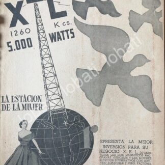 CARTEL ANTIGUO ORIGINAL DE RADIO DIFUSORA XEL. RADIO IMPULSORA HERDEZ 1952 /52