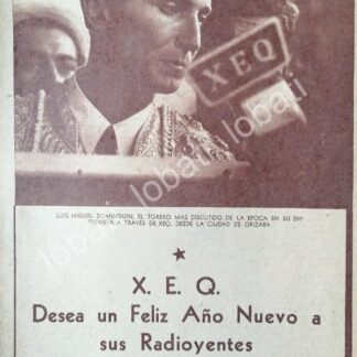 CARTEL ANTIGUO ORIGINAL DE LUIS MIGUEL DOMINGUIN EN LA RADIO DIFUSORA XEQ 1952 /50 / FEP