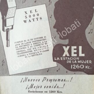CARTEL ANTIGUO ORIGINAL DE RADIO DIFUSORA XEL RADIO IMPULSORA HERDEZ 1953 /43 / MUY RARO