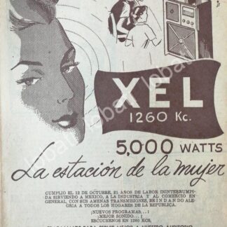 CARTEL ANTIGUO ORIGINAL DE RADIO DIFUSORA XEL RADIO IMPULSORA HERDEZ 1953 /42 / MUY RARO