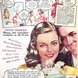 CARTEL ANTIGUO ORIGINAL DE JABON PALMOLIVE 1949 PUBLICIDAD ARTISTICA
