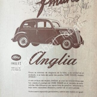 CARTEL ANTIGUO ORIGINAL DE AUTOS FORD ANGLIA 1951. AUTOMOVILES INGLESES S.A /440