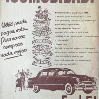 CARTEL ANTIGUO ORIGINAL DE AUTOS FORD 1951 /438