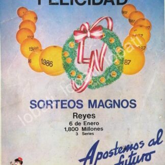 CARTEL ANTIGUO ORIGINAL DE LOTERIA NACIONAL 1986 /165