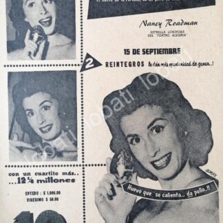 CARTEL ANTIGUO ORIGINAL DE NANCY RODMAN EN LA LOTERIA NACIONAL 1956 /162 SUPER RARO