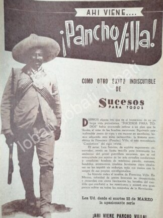 CARTEL ANTIGUO ORIGINAL DE REVISTA ANUNCIA NOVELA VAMONOS CON PANCHO VILLA 1949 /201