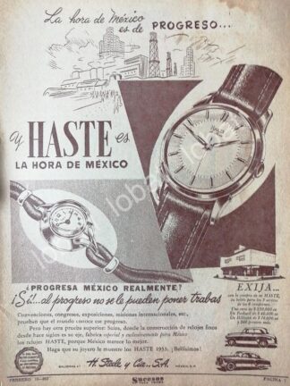 CARTEL ANTIGUO ORIGINAL DE RELOJES HASTE 1953 ALMACENES H. STEELE & CIA / 59