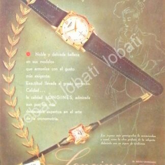 CARTEL ANTIGUO ORIGINAL DE RELOJES LONGINES 1940s ALMACENES H. STEELE & CIA / 58