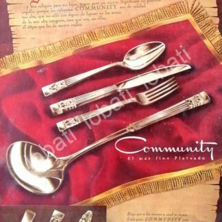 CARTEL ANTIGUO ORIGINAL DE CUBIERTOS COMMUNITY DE ALMACENES HARRY STELLE Y CIA. 1950 /192