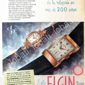 CARTEL ANTIGUO ORIGINAL DE RELOJES ELGIN 1950 IMPORTADORA H. STEELE & CIA / 54