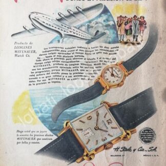 CARTEL ANTIGUO ORIGINAL DE RELOJES WITTNAUER 1950 IMPORTADORA H. STEELE & CIA / 53