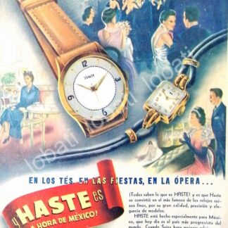 CARTEL ANTIGUO ORIGINAL DE RELOJES HASTE 1953 DE HARRY STEELE /45