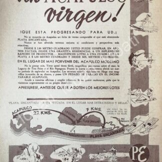 CARTEL ANTIGUO ORIGINAL DE TERRENOS EN COLONIA PLAYA ENCANTADA, ACAPULCO 1953 /201 RARO