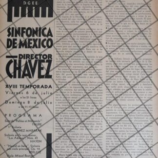 AFICHE RETRO ORQUESTA SINFONICA TEMPORADA 18 1945 JUL