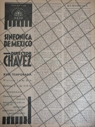 AFICHE RETRO ORQUESTA SINFONICA TEMPORADA 18 1945