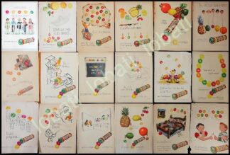 CARTEL ANTIGUO ORIGINAL DE COLECCION DE 18 AFICHES DULCES SALVAVIDAS 1940/50s UNICA