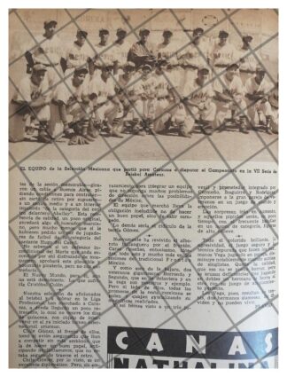 AFICHE RETRO SELECCION MEXICANA DE BEISBOL 1944